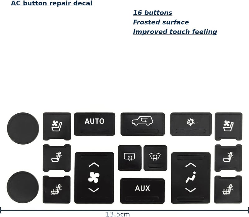 AtticZone AC Radio Button Stickers Dash Repair Decals Compatible with Cadillac Escalade ESV EXT 2007 2008-2014 (AC16) - Image 3